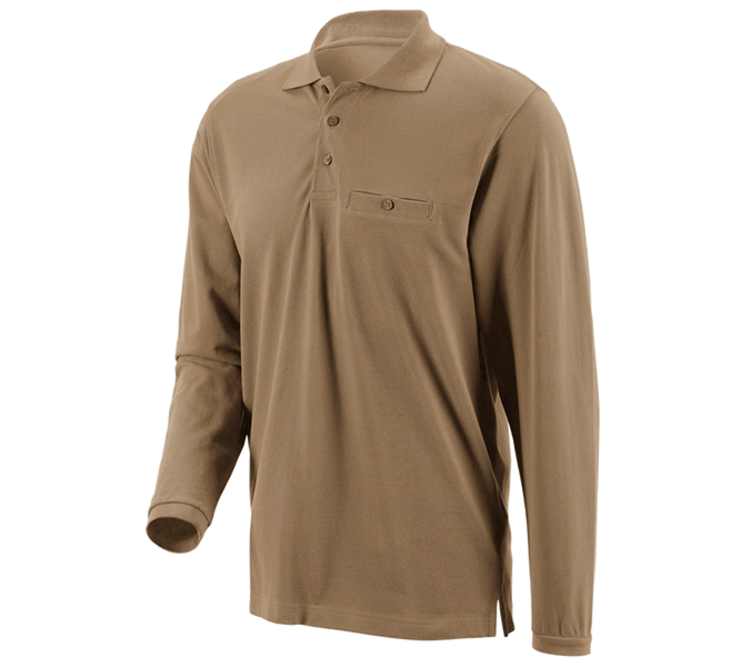 Huvudvy, Snickare, e.s. Longsleeve-Polo cotton Pocket, khaki