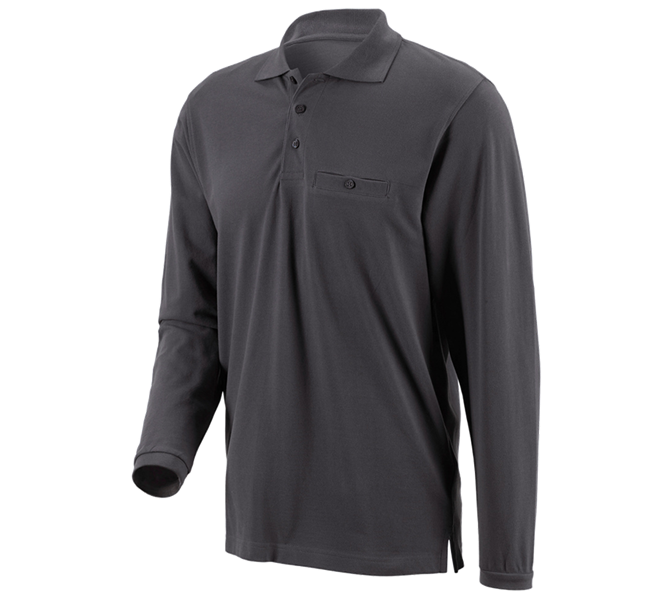 Main view, Overview of the e.s. collections, e.s. Longsleeve polo cotton Pocket, anthracite