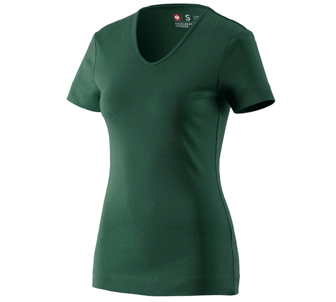 Huvudvy, Damer, e.s. T-Shirt cotton V-Neck, dam, grön