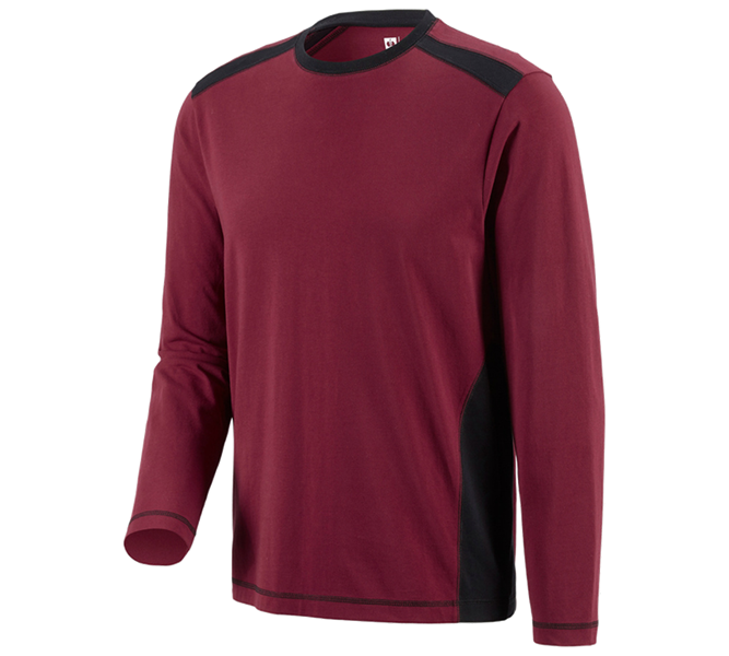 Main view, e.s.active, Longsleeve cotton e.s.active, bordeaux/black