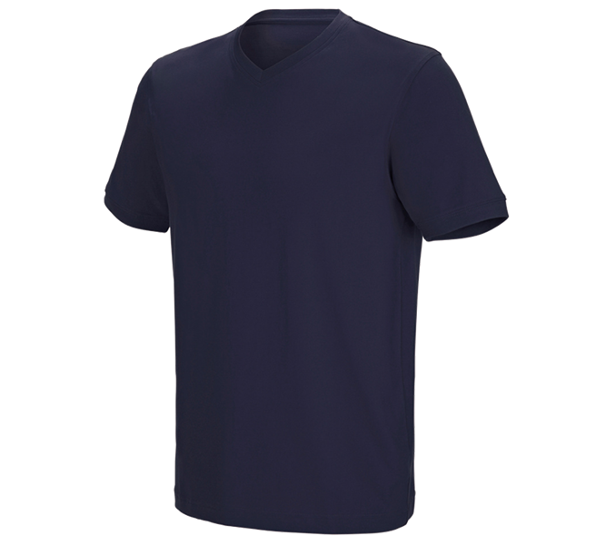Huvudvy, T-Shirts, e.s. t-shirt cotton stretch V-Neck, mörkblå