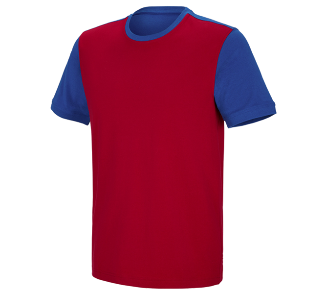 Huvudvy, T-Shirts, e.s. t-shirt cotton stretch bicolor, eldröd/kornblå