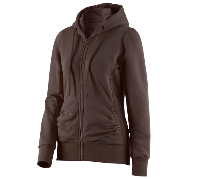 Main view, Shirts, Pullover & more, e.s. Hoody sweatjacket poly cotton, ladies', chestnut