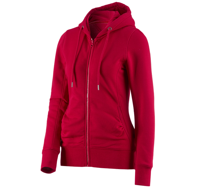 Main view, Basics, e.s. Hoody sweatjacket poly cotton, ladies', fiery red