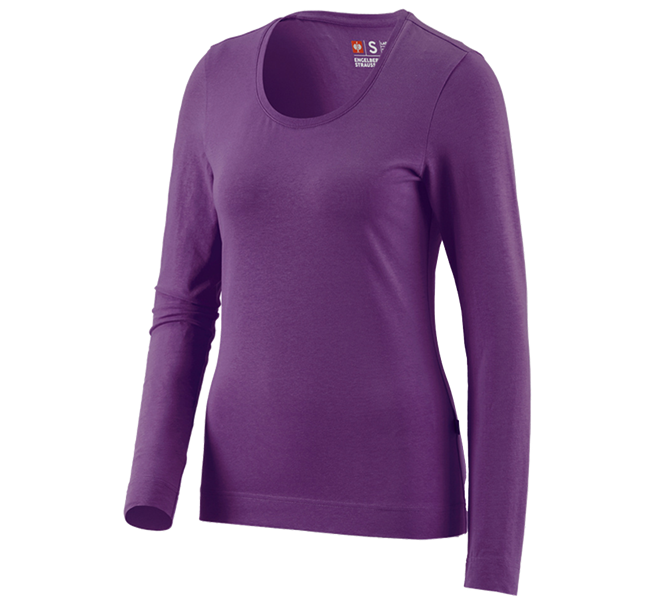 Huvudvy, Överdelar, e.s. Longsleeve cotton stretch, dam, violett