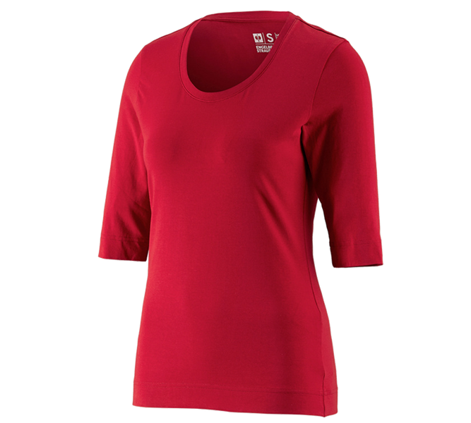 Main view, Women, e.s. Shirt 3/4 sleeve cotton stretch, ladies', fiery red