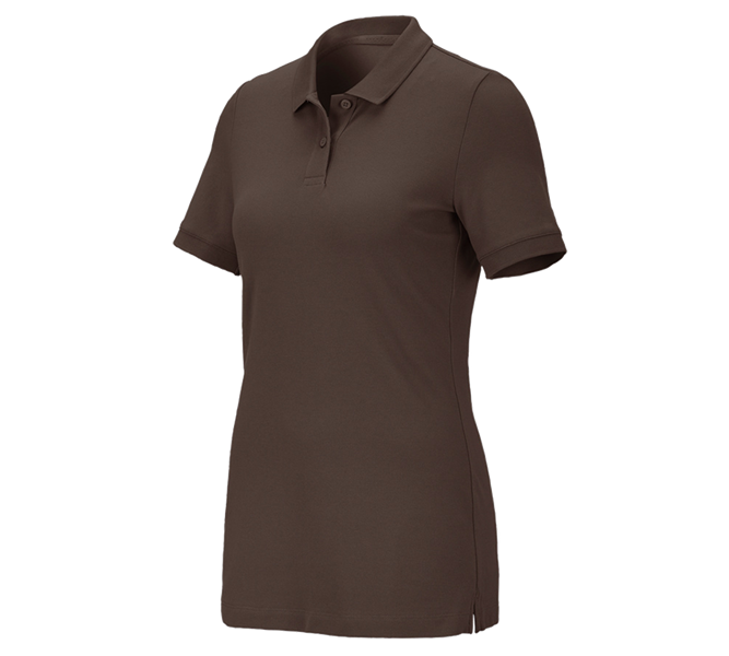 Main view, Polo-Shirts, e.s. Pique-Polo cotton stretch, ladies', chestnut
