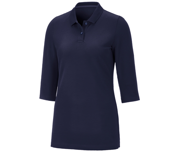 Main view, Polo-Shirts, e.s. Pique-Polo 3/4-sleeve cotton stretch, ladies', navy