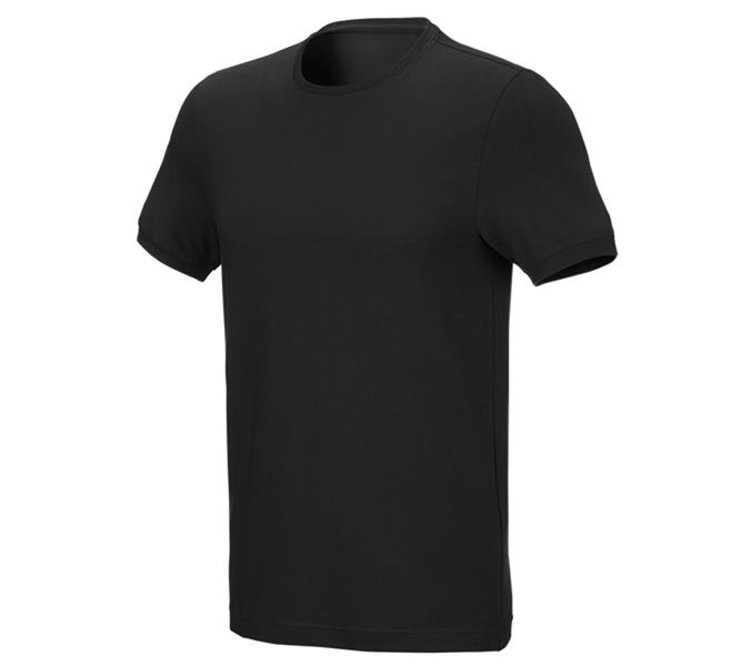 Main view, Topics, e.s. T-shirt cotton stretch, slim fit, black
