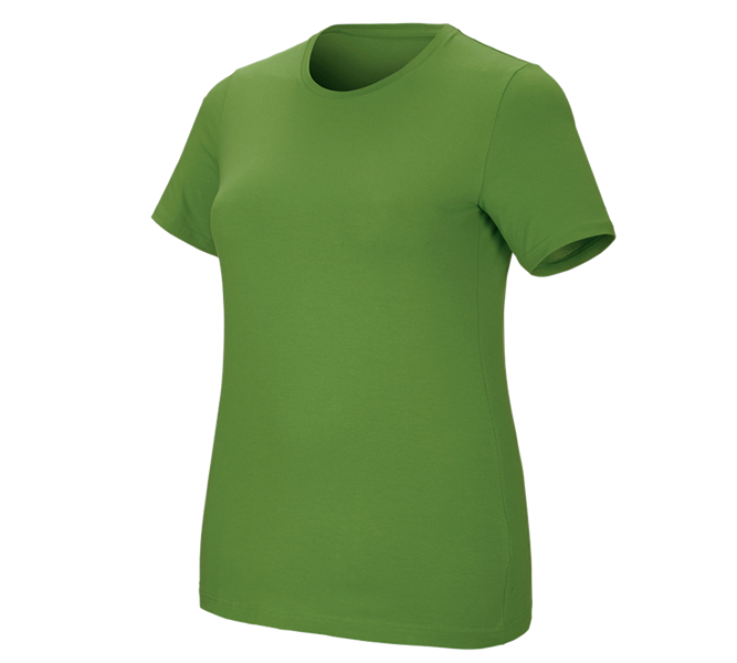 Huvudvy, Damer, e.s. T-shirt cotton stretch, dam, plus fit, sjögrön