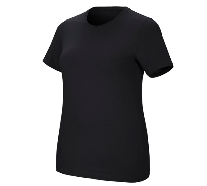 Main view, Overview of the e.s. collections, e.s. T-shirt cotton stretch, ladies', plus fit, black