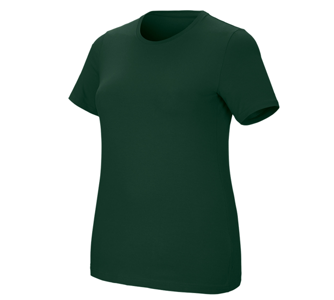 Main view, Basics, e.s. T-shirt cotton stretch, ladies', plus fit, green