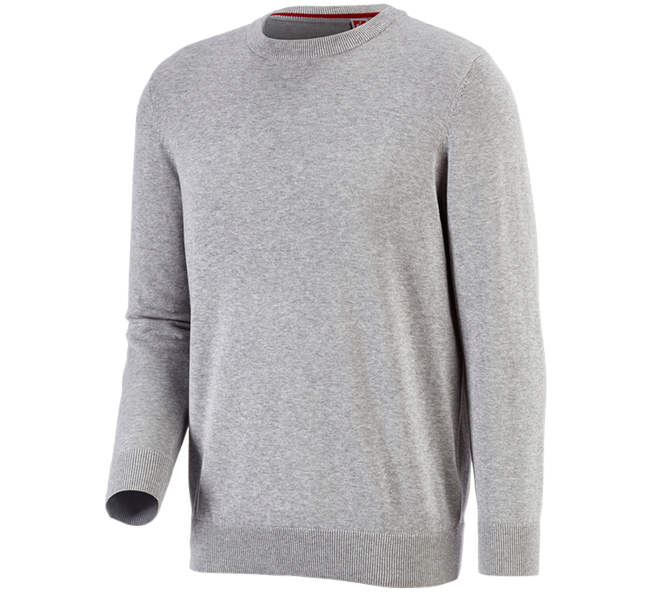Main view, Pullover | Troyer, e.s. Knitted pullover, round neck, grey melange