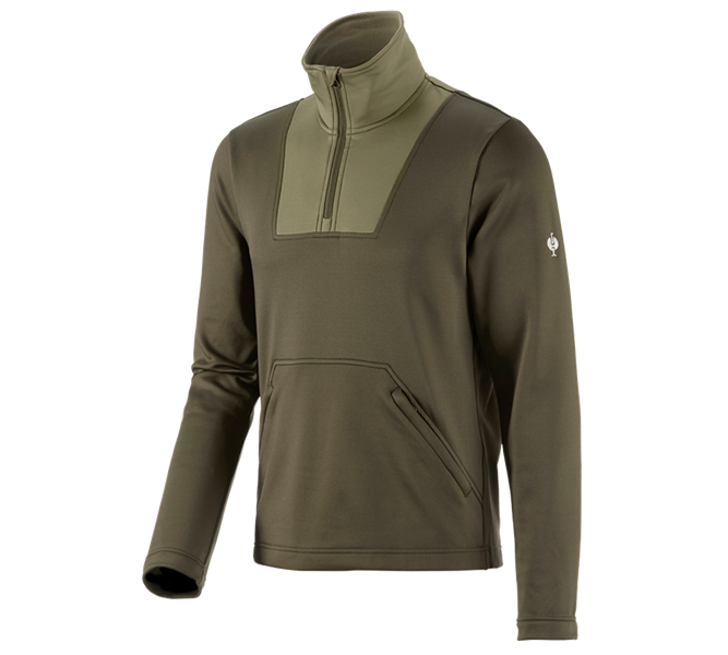 Main view, Pullover | Troyer, Functional-troyer thermo stretch e.s.concrete, mudgreen/stipagreen