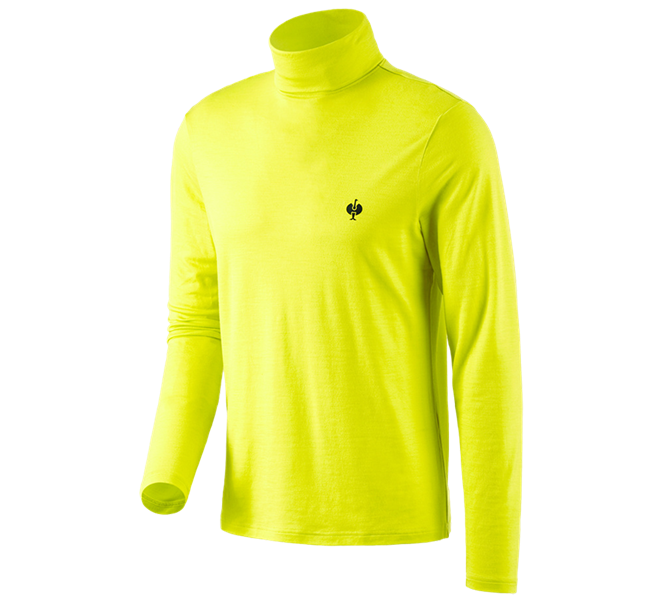 Main view, Clothing, Turtle neck shirt Merino e.s.trail, acid yellow/black