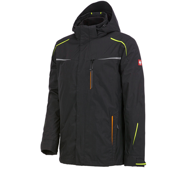 Main view, Work Jackets, 3 in 1 functional jacket e.s.motion 2020, men's, black/high-vis yellow/high-vis orange