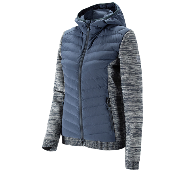 Main view, e.s.motion ten, Hybrid hooded knitted jacket e.s.motion ten,ladies, slateblue melange