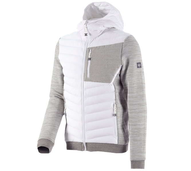 Main view, Work Jackets, Hybrid hooded knitted jacket e.s.motion ten, white melange