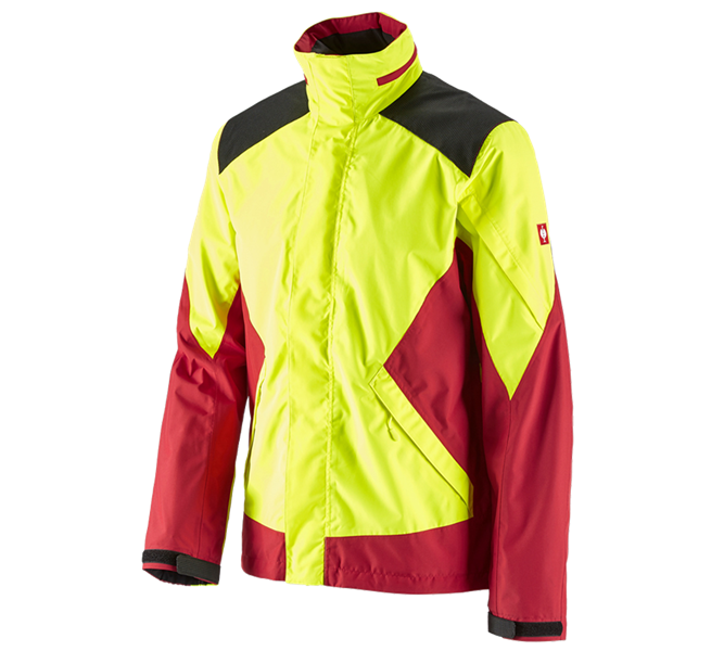 Main view, Clothing, e.s. Forestry rain jacket, high-vis yellow/fiery red