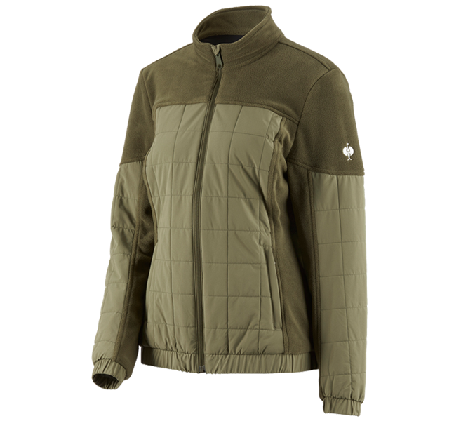 Main view, Clothing, Hybrid fleece jacket e.s.concrete, ladies', mudgreen/stipagreen