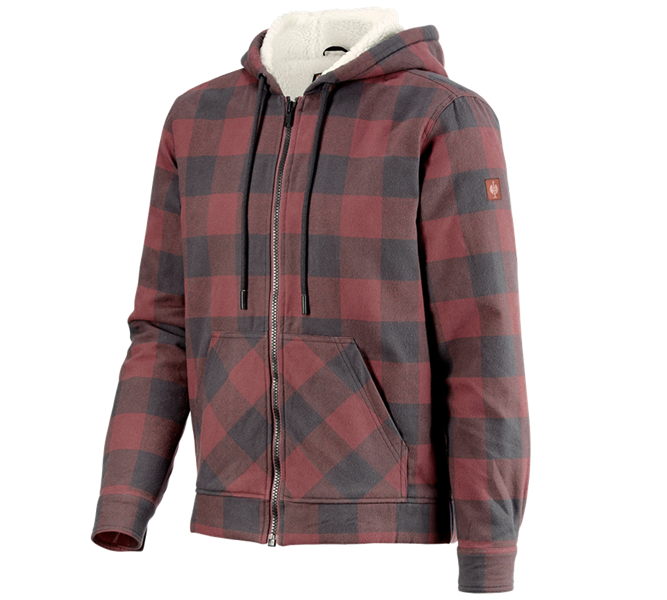 Main view, Work Jackets, Check-hooded jacket e.s.iconic, oxidred/carbongrey