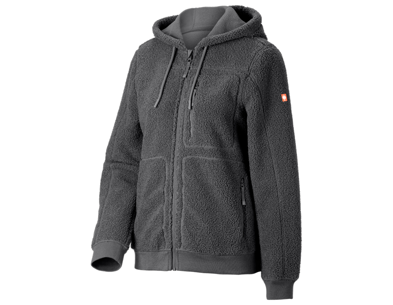 Main view, Clothing, Faux fur hooded jacket e.s.e:pic, ladies’, carbongrey