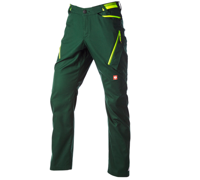 Main view, Work Trousers, Multipocket trousers e.s.ambition, green/high-vis yellow