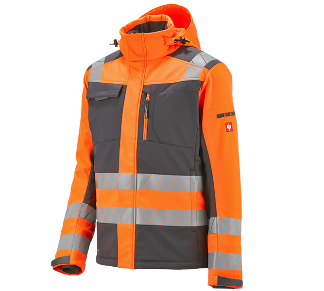Main view, High-vis clothing, High-vis winter softshell jacket e.s.motion 24/7, anthracite/high-vis orange