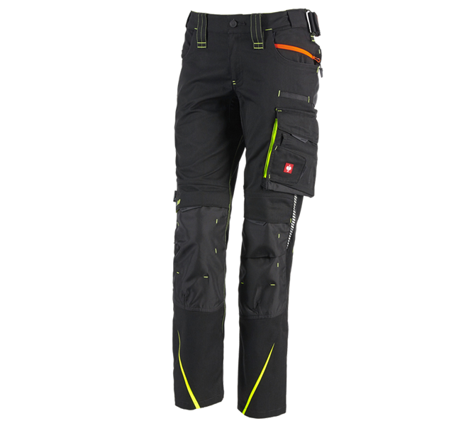 Main view, Women, Ladies' trousers e.s.motion 2020, black/high-vis yellow/high-vis orange