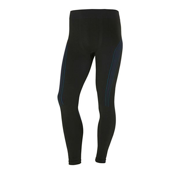 Main view, Cold, e.s. functional long-pants seamless-warm, black/gentianblue