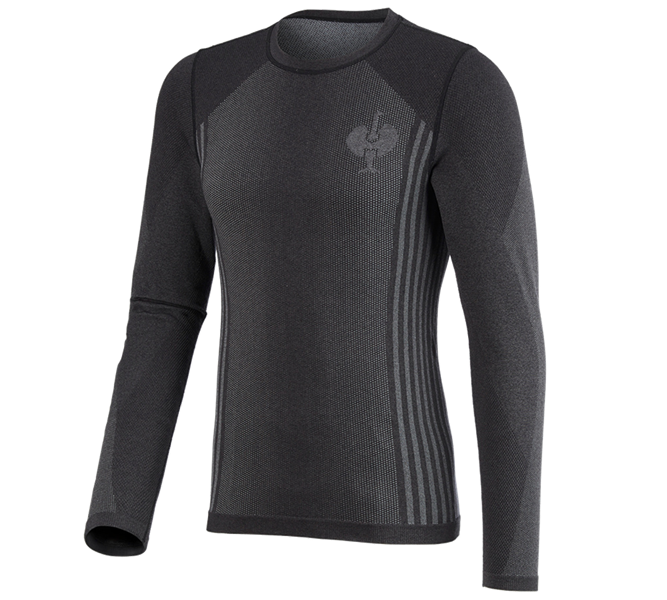 Main view, e.s.trail, Functional-longsleeve e.s.trail seamless - warm, black/basaltgrey