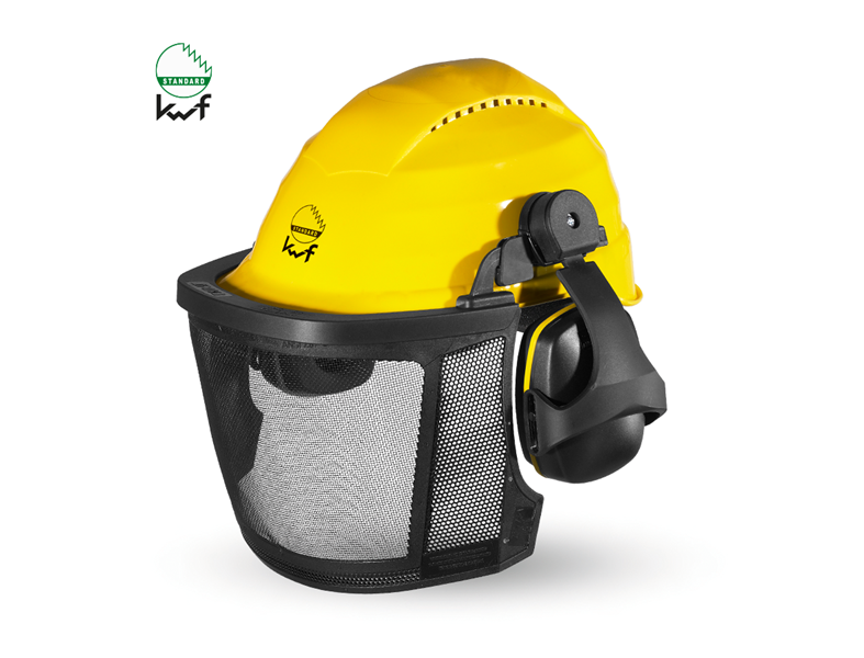 Main view, Head Protectors, KWF Forester's helmet combination Professional, yellow