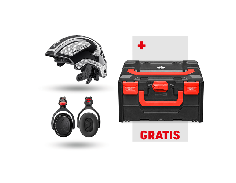 Huvudvy, Verktyg och accessoarer, Arbetsskydds-set Protos + GRATIS STRAUSSbox 215, svart/vit