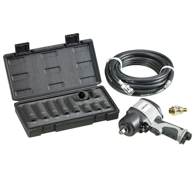 Huvudvy, Verktygstillbehör, Tryckluftsdriven slagskruvdragare set 1/2"