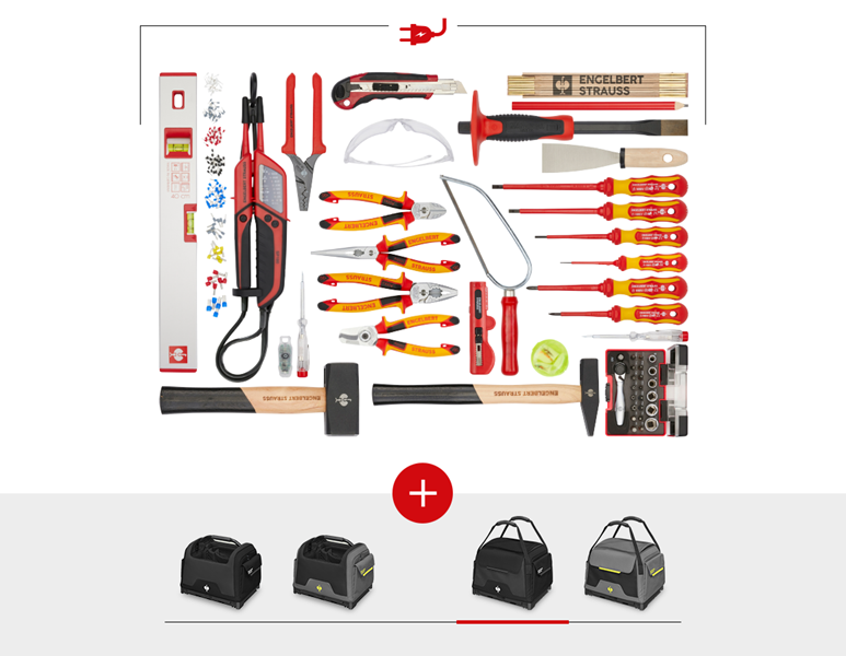 Main view, SALE, Tool set Electro incl. STRAUSSbox bag, black