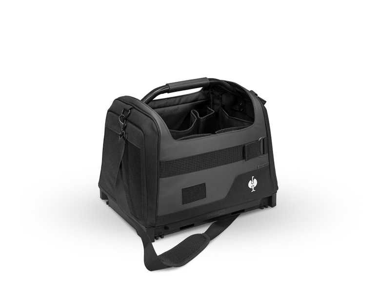 Main view, Magnetic click system, Tool bag open e.s.tool concept, black