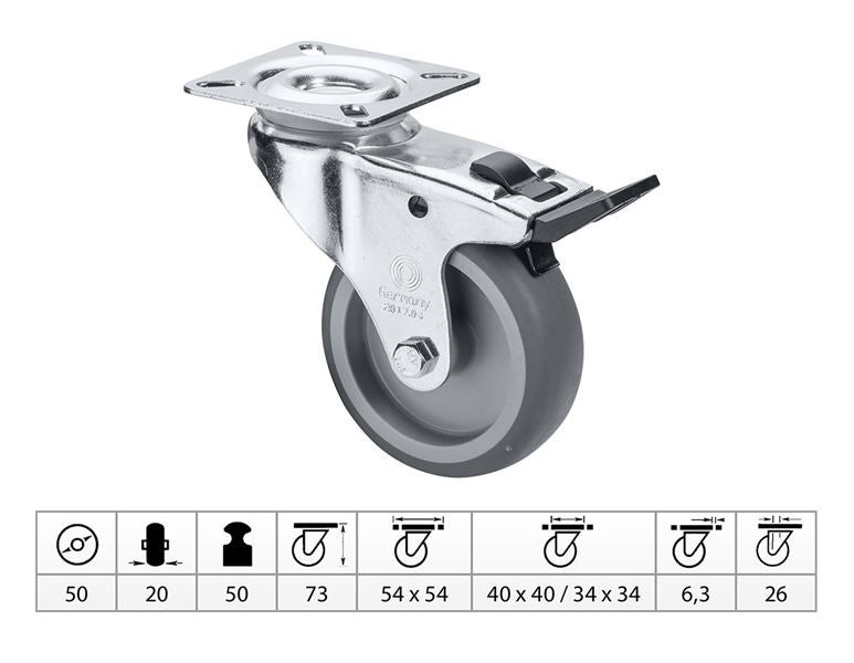 Main view, Transport devices, Castor with Swivel and Brake