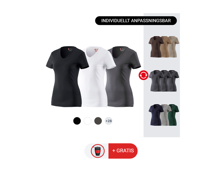 DAM-SET: 3x e.s. T-Shirt cotton V-Neck