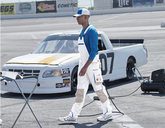 View 1, Bib & brace e.s.​motion 2020, white/gentianblue