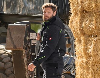 Vy 3, Vinter&shy; softshell&shy;jacka e.s.​motion 2020, herrar, svart/sjögrön