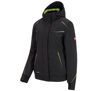 Huvudvy, Vinter­ softshell­jacka e.s.​motion 2020, dam, svart/sjögrön