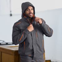 Vy 3, Vinter­ softshell­jacka e.s.​motion 2020, herrar, antracit/varselorange