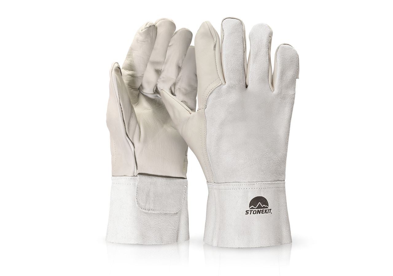 Leather: Leather welder’s gloves, short