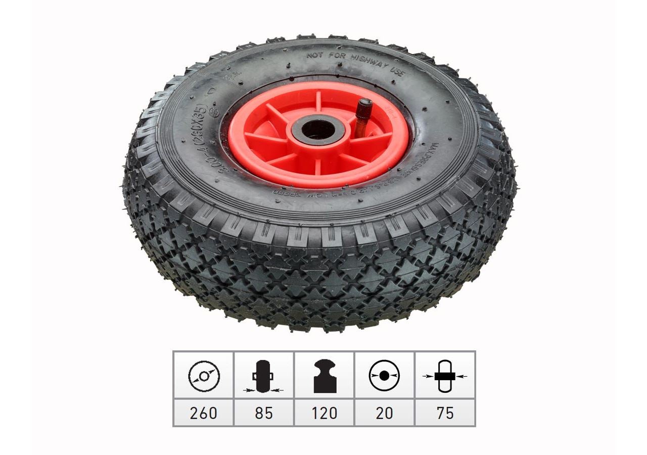 Transport rolls: Spare pneumatic wheel with plastic wheel rim