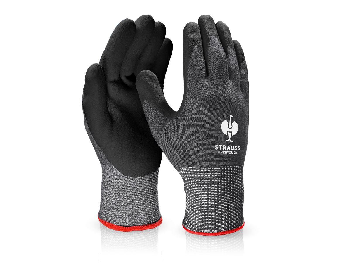 Coated: e.s. Nitrile foam gloves evertouch allseasons + black/grey