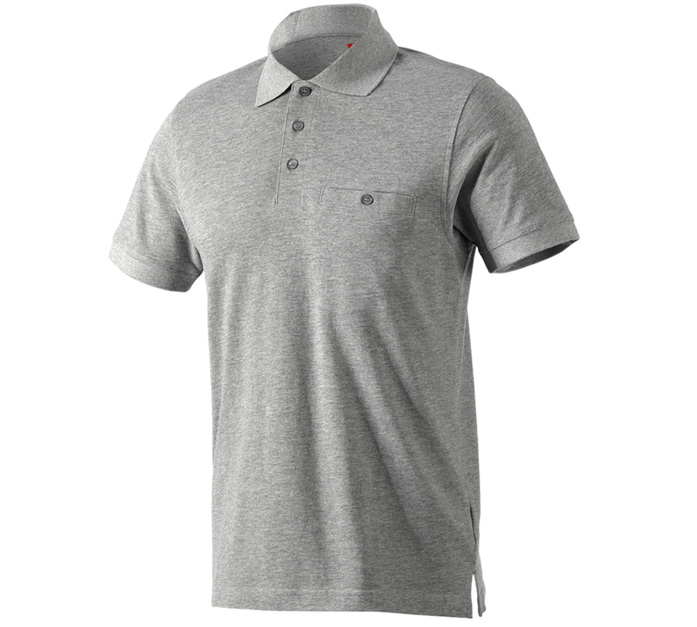 Överdelar: e.s. Polo-Shirt cotton Pocket + gråmelerad