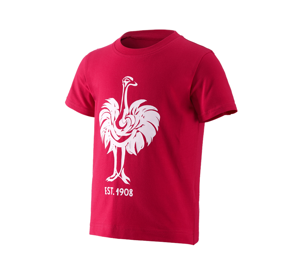 Överdelar: e.s. T-shirt 1908, barn + eldröd/vit