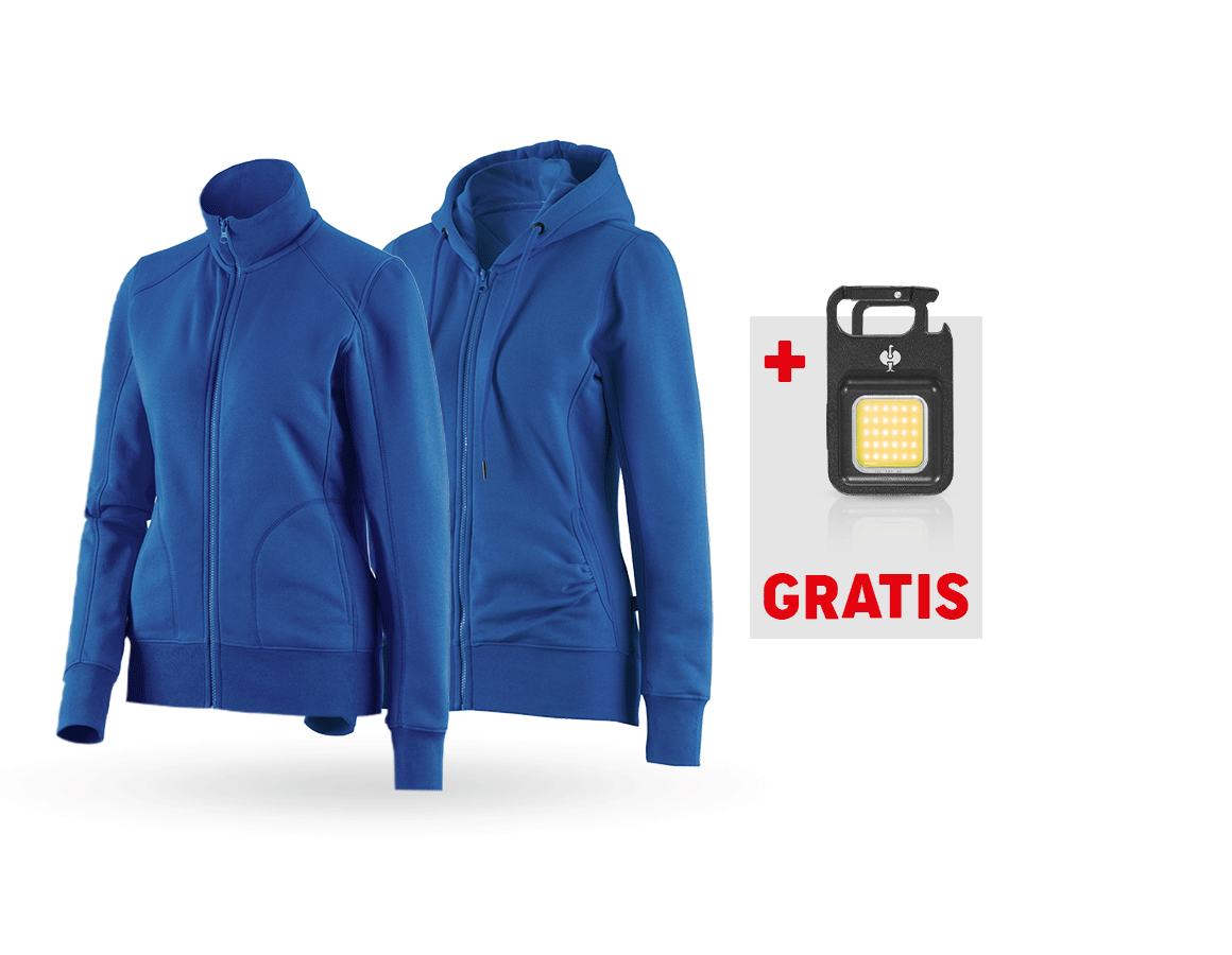 Kläder: SET: Sweatjacka + Hoody-sweatjacka poly cotton, d. + gentianablå