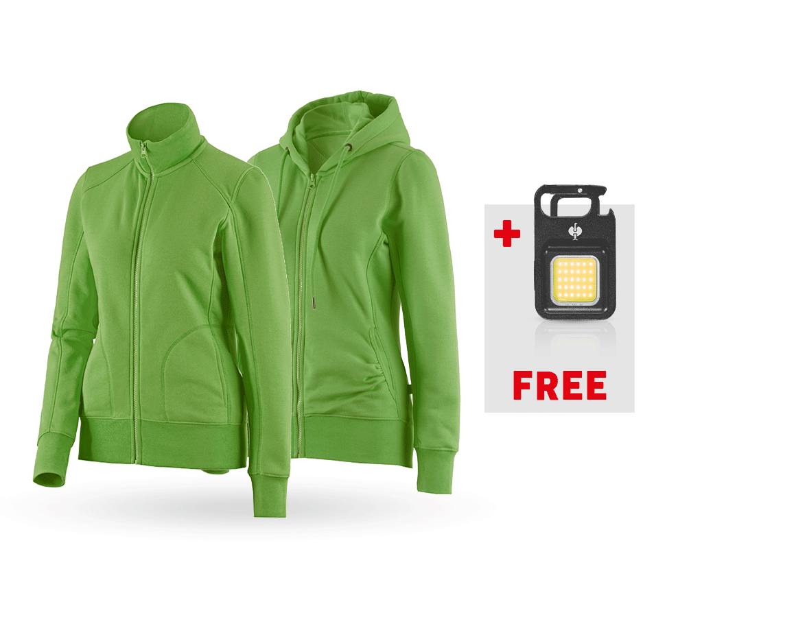 Clothing: SET: Sweatjacket+hoody sweatjacket poly cotton, l. + seagreen