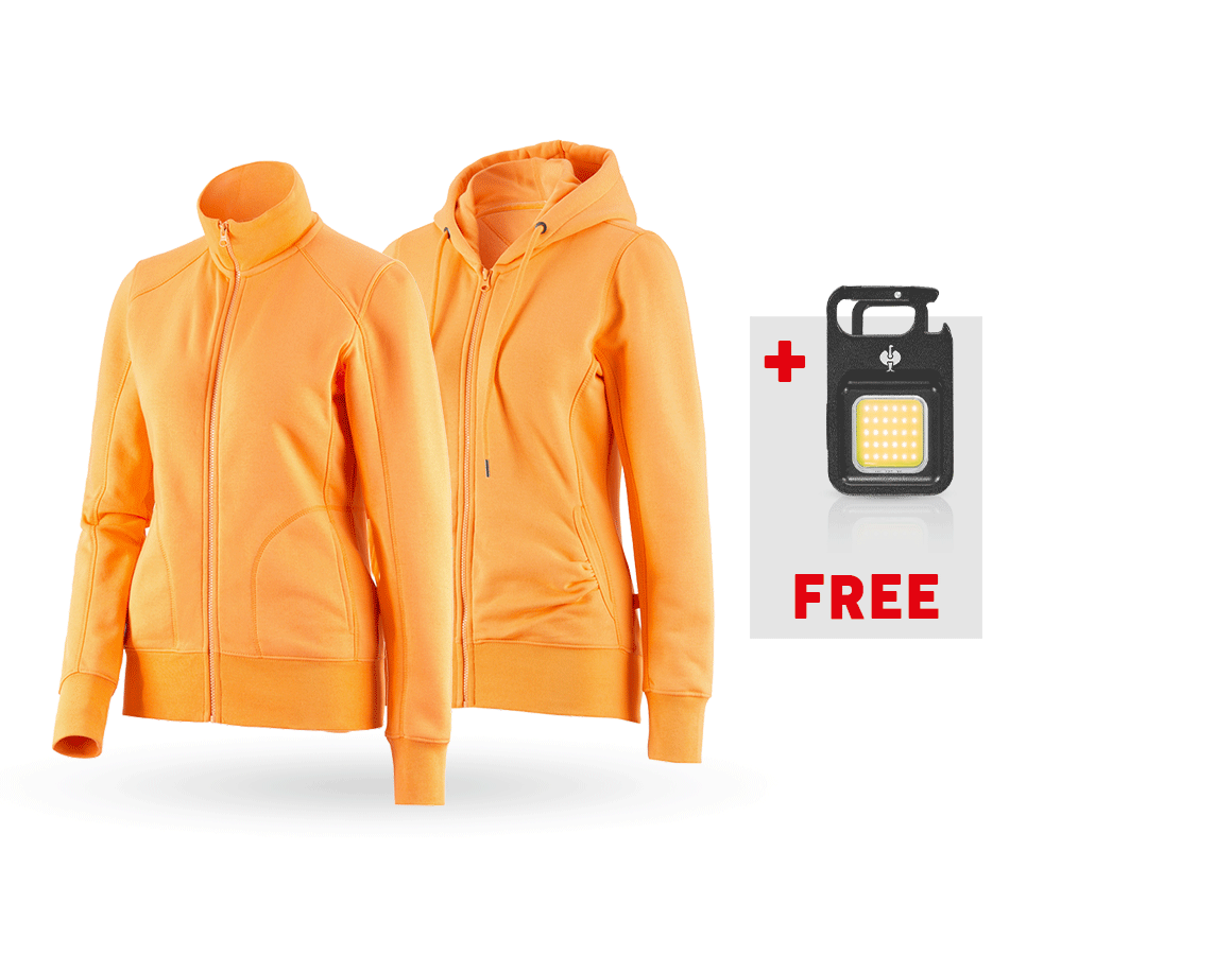 Clothing: SET: Sweatjacket+hoody sweatjacket poly cotton, l. + lightorange